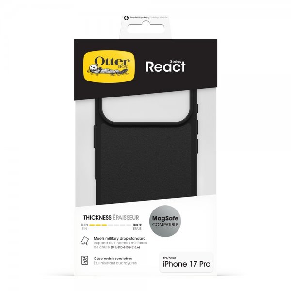 Otterbox iPhone 17 Pro React MagSafe -kuori Musta