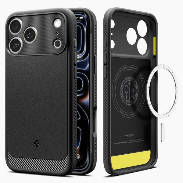 Spigen iPhone 17 Pro -kuori Rugged Armor MagFit Matte Black