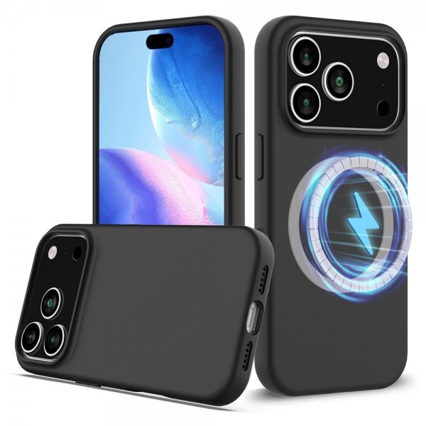 Nordic Covers iPhone 17 Pro -silikonikuori, Feather Series, MagSafe, Raven Black