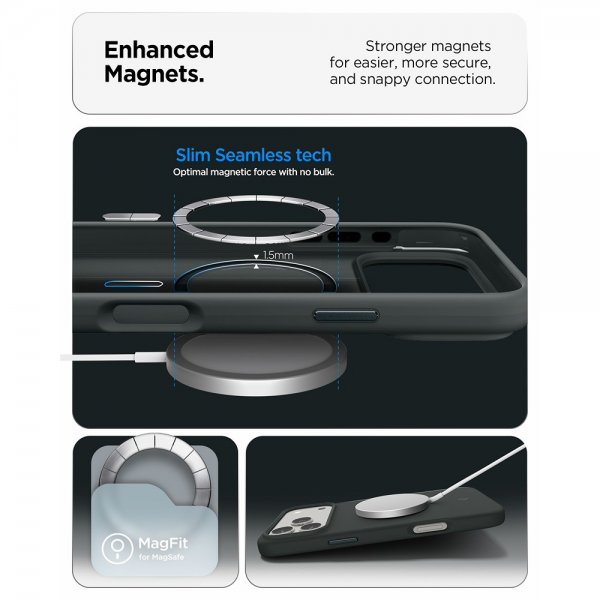 Spigen iPhone 17 Pro Silikonikuori Silicone Fit MagFit Abyss Green