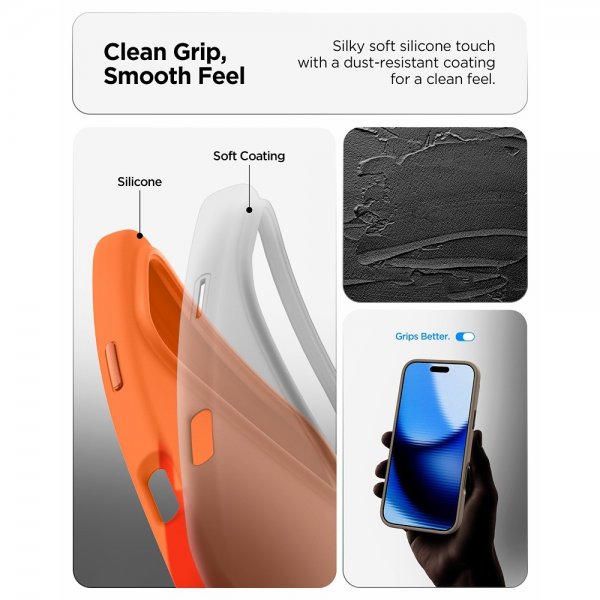 Spigen iPhone 17 Pro Silikonikuori Silicone Fit MagFit Cosmic Orange