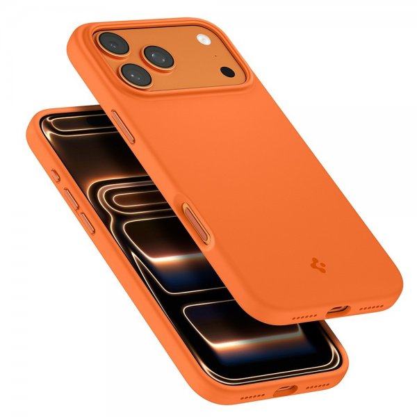 Spigen iPhone 17 Pro Silikonikuori Silicone Fit MagFit Cosmic Orange