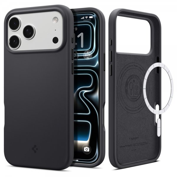 Spigen iPhone 17 Pro -kuori Silicone Fit MagFit musta