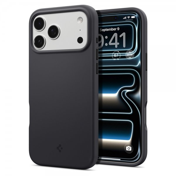 Spigen iPhone 17 Pro -kuori Silicone Fit MagFit musta