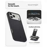 Spigen iPhone 17 Pro -kuori Silicone Fit MagFit musta