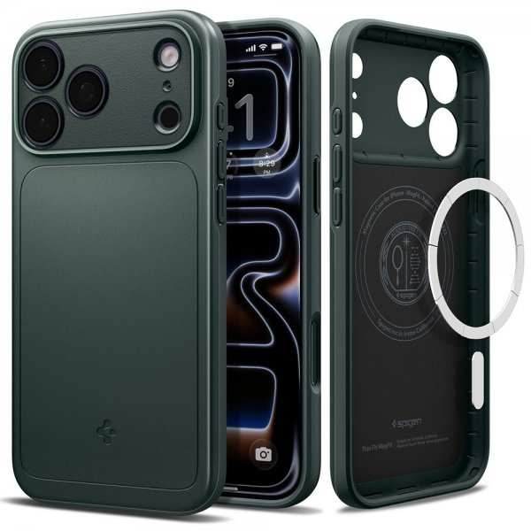 Spigen iPhone 17 Pro -kuori Thin Fit MagFit Abyss Green