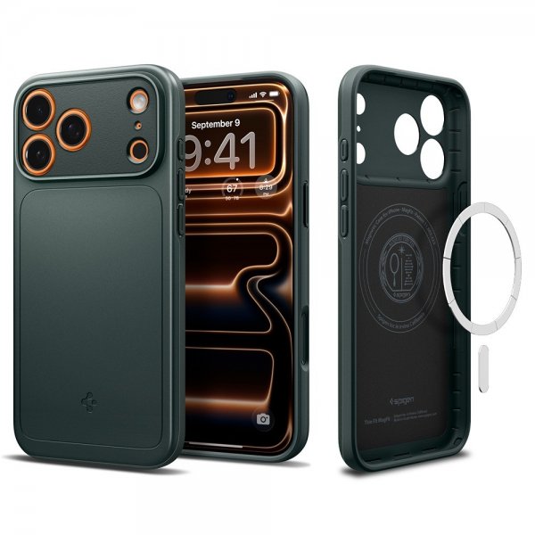 Spigen iPhone 17 Pro -kuori Thin Fit MagFit Abyss Green