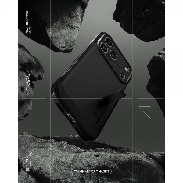 Spigen iPhone 17 Pro -kuori Tough Armor T MagFit Musta
