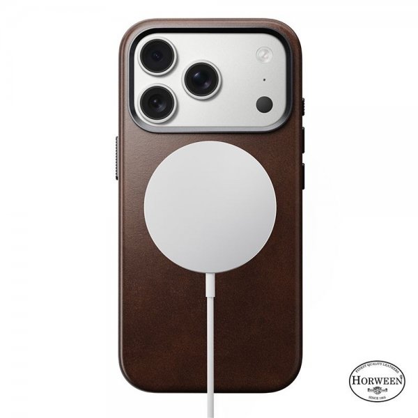 Nomad iPhone 17 Pro -kuori, Traditional Leather Case, Horween Rustic Brown