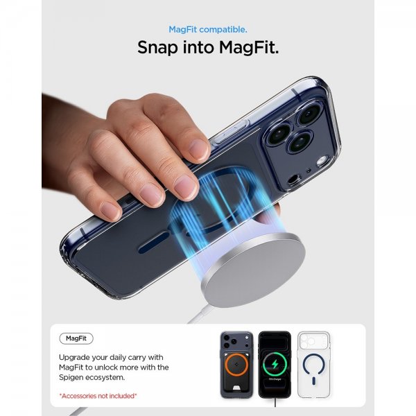 Spigen iPhone 17 Pro Ultra Hybrid MagFit -suojakuori, kirkas, Deep Blue