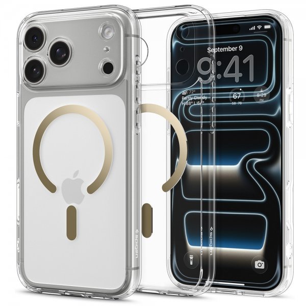 Spigen iPhone 17 Pro Ultra Hybrid MagFit Clear Gold -kuori