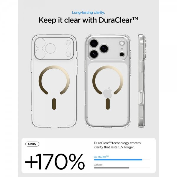 Spigen iPhone 17 Pro Ultra Hybrid MagFit Clear Gold -kuori