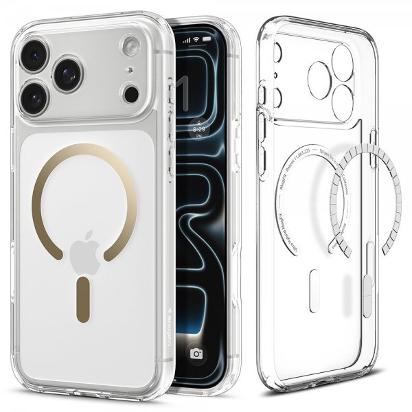 Spigen iPhone 17 Pro Ultra Hybrid MagFit Clear Gold -kuori