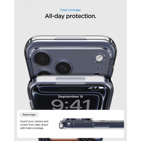 Spigen iPhone 17 Pro -suojakuori Ultra Hybrid MagFit Clear Graphite
