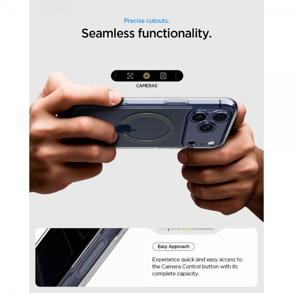Spigen iPhone 17 Pro -suojakuori Ultra Hybrid MagFit Clear Graphite