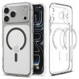 Spigen iPhone 17 Pro -suojakuori Ultra Hybrid MagFit Clear Graphite