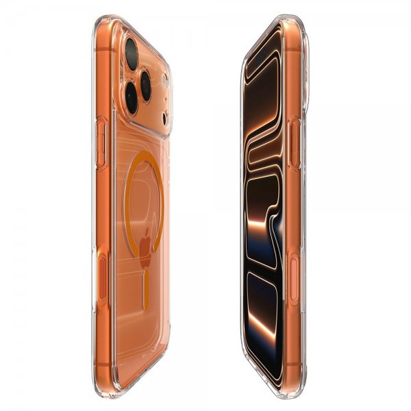 Spigen iPhone 17 Pro Ultra Hybrid MagFit kirkas oranssi kuori