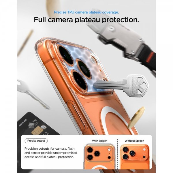 Spigen iPhone 17 Pro -suojakuori Ultra Hybrid MagFit Clear White