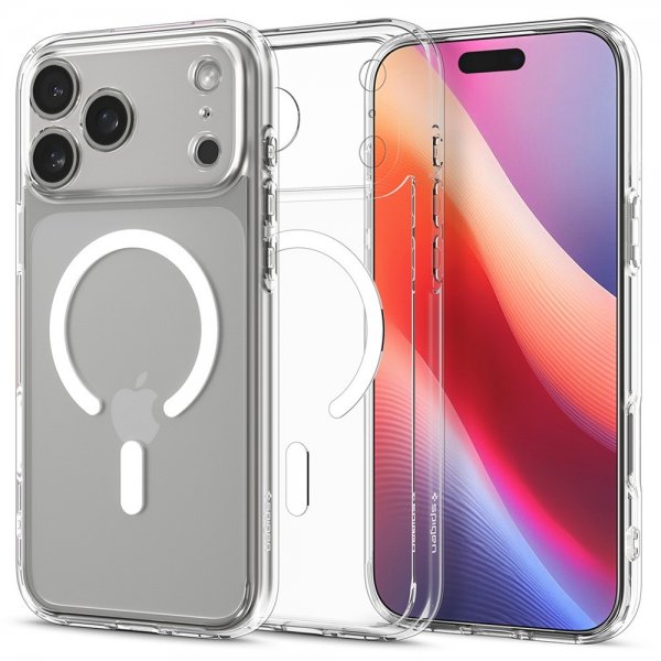 Spigen iPhone 17 Pro -suojakuori Ultra Hybrid MagFit Clear White