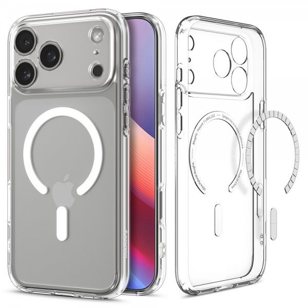 Spigen iPhone 17 Pro -suojakuori Ultra Hybrid MagFit Clear White