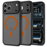 Spigen iPhone 17 Pro -suojakuori Ultra Hybrid MagFit Frost Black Orange
