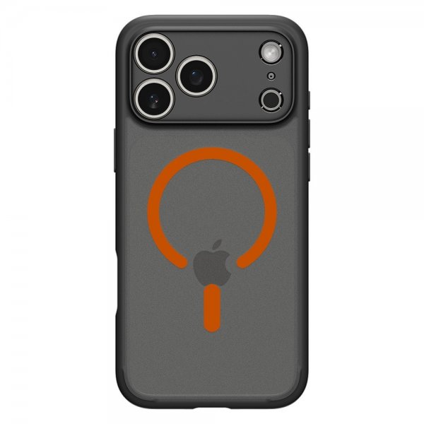 Spigen iPhone 17 Pro -suojakuori Ultra Hybrid MagFit Frost Black Orange