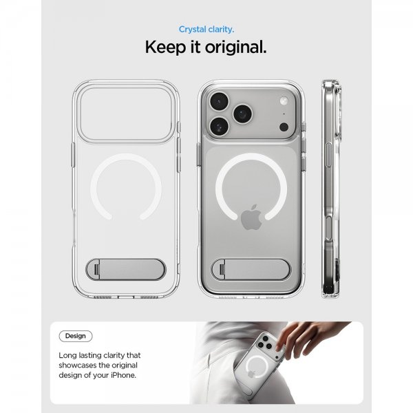 Spigen iPhone 17 Pro -suojakuori Ultra Hybrid S MagFit Clear White