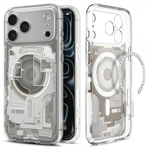 Spigen iPhone 17 Pro -suojakuori Ultra Hybrid Zero One MagFit Natural Titanium