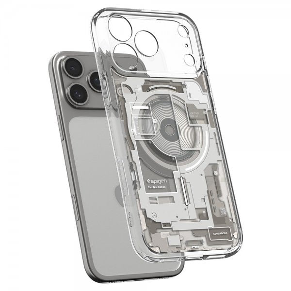 Spigen iPhone 17 Pro -suojakuori Ultra Hybrid Zero One MagFit Natural Titanium