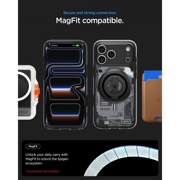 Spigen iPhone 17 Pro -suojakuori Ultra Hybrid Zero One MagFit, musta