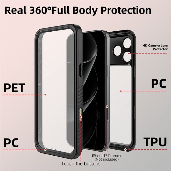 Redpepper iPhone 17 Pro -suojakuori vedenkestävä IP68 musta