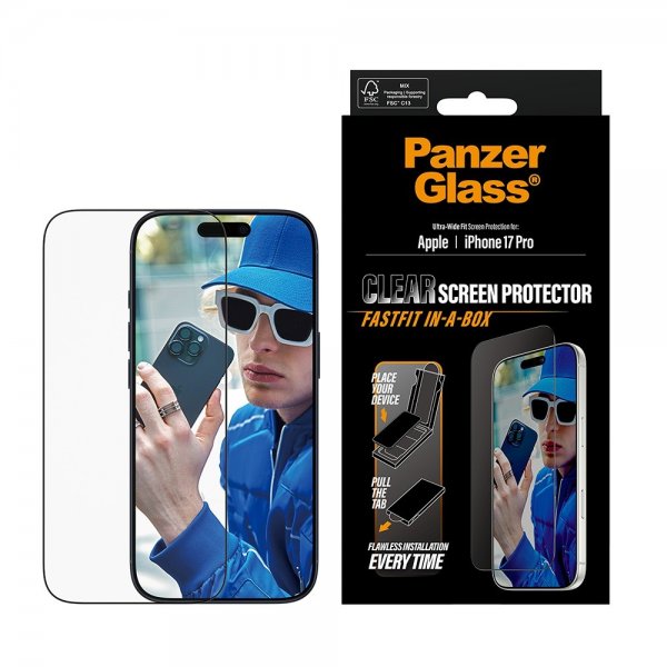 PanzerGlass iPhone 17 Pro -näytönsuoja Ultra-Wide Fit Clear Fastfit