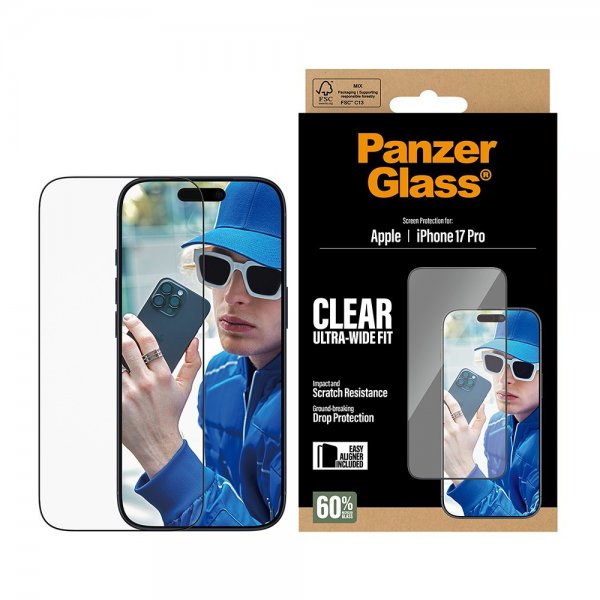 PanzerGlass iPhone 17 Pro Näytönsuoja Ultra-Wide Fit EasyAligner