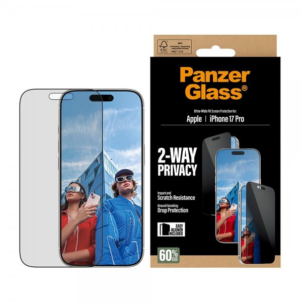 PanzerGlass iPhone 17 Pro Näytönsuoja Ultra-Wide Fit Privacy EasyAligner
