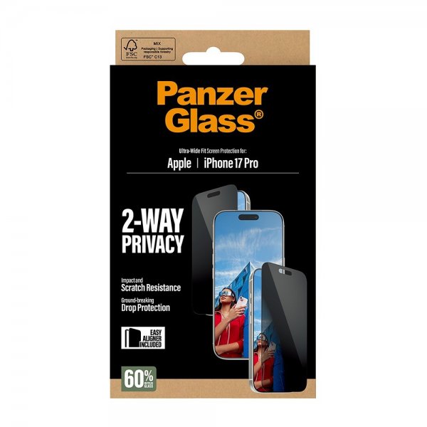 PanzerGlass iPhone 17 Pro Näytönsuoja Ultra-Wide Fit Privacy EasyAligner