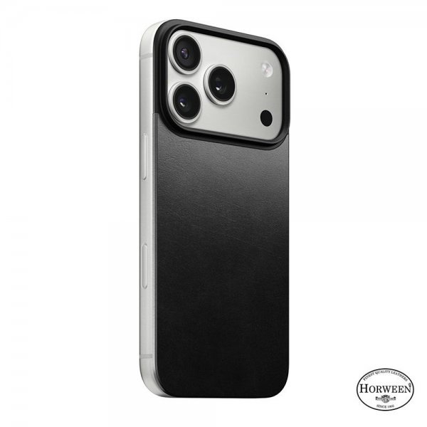 Nomad iPhone 17 Pro Skin Mag Leather Back Musta