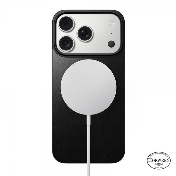 Nomad iPhone 17 Pro Skin Mag Leather Back Musta