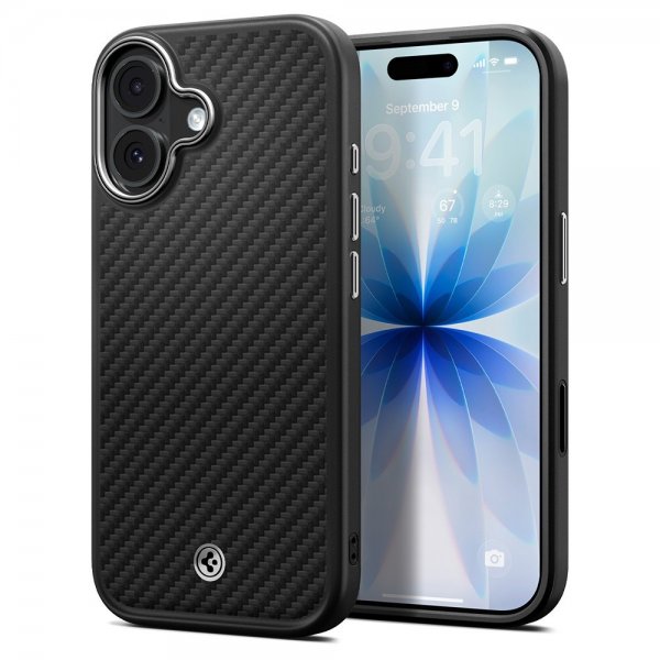 Spigen iPhone 17 -kuori Enzo Aramid T MagFit musta hopea