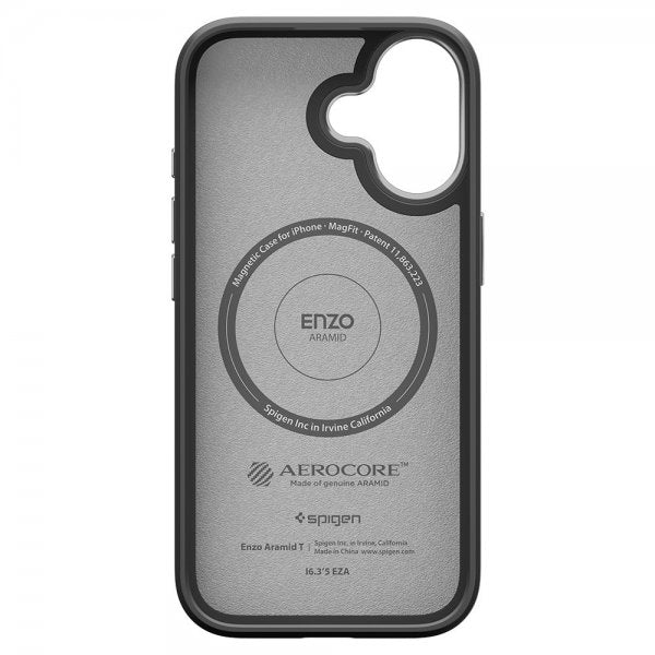 Spigen iPhone 17 -kuori Enzo Aramid T MagFit musta hopea