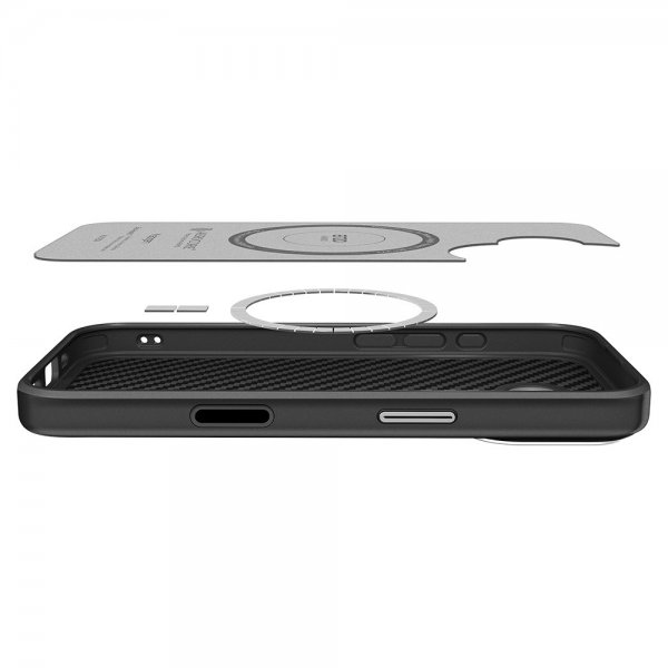 Spigen iPhone 17 -kuori Enzo Aramid T MagFit musta hopea