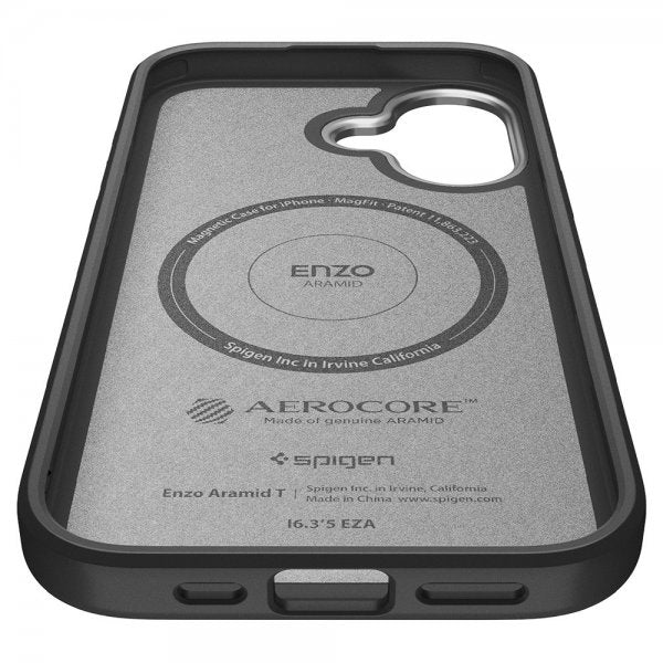 Spigen iPhone 17 -kuori Enzo Aramid T MagFit musta hopea