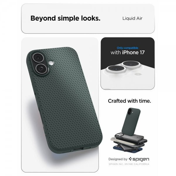 Spigen iPhone 17 -kuori Liquid Air Abyss Green
