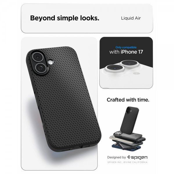 Spigen iPhone 17 -suojakuori Liquid Air Matte Black