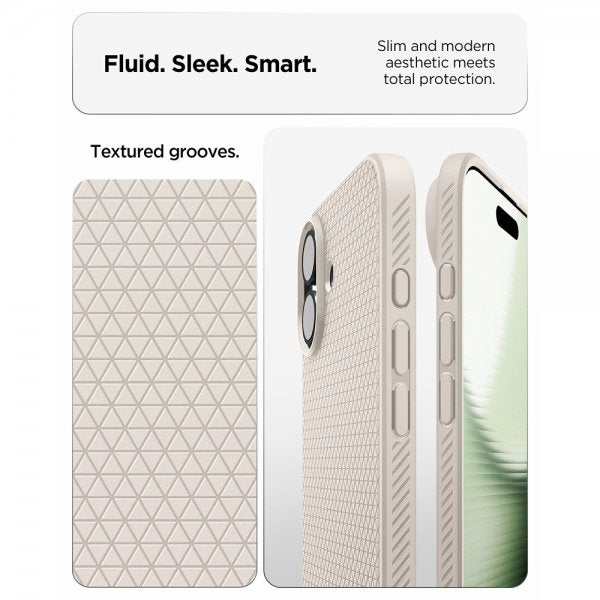 Spigen iPhone 17 -kuori, Liquid Air, Natural Titanium
