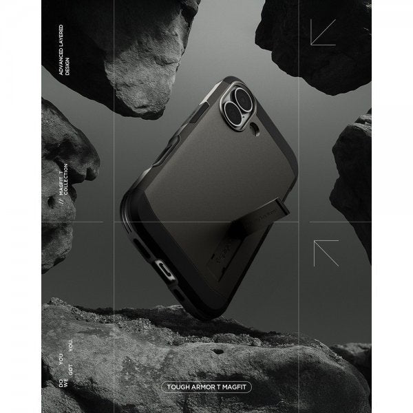 Spigen iPhone 17 -suojakuori Tough Armor T MagFit Gunmetal