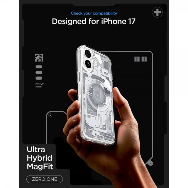 Spigen iPhone 17 -suojakuori Ultra Hybrid Zero One MagFit, valkoinen