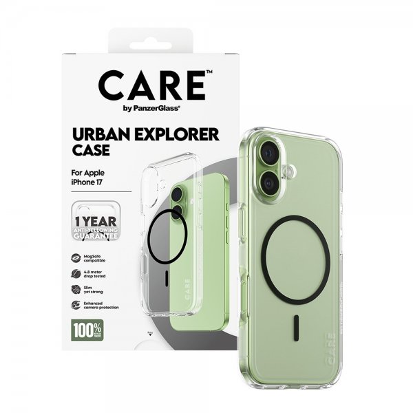 CARE by PanzerGlass iPhone 17 Suojakuori Urban Explorer MagSafe Musta