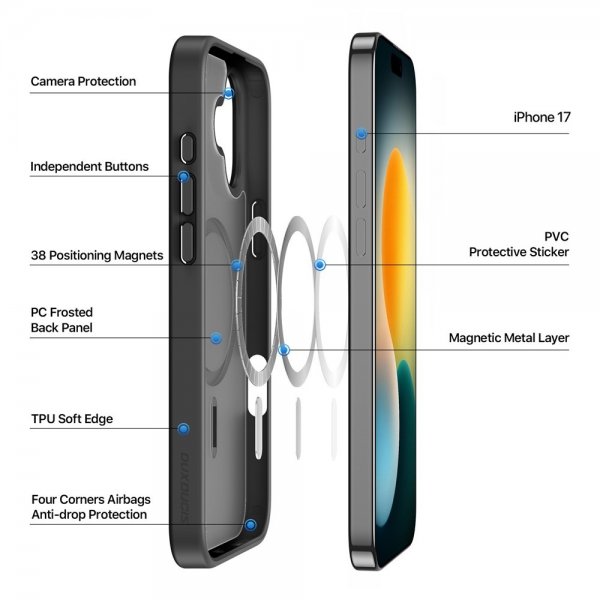 Dux Ducis iPhone 17 -kuori Yind Series MagSafe, musta