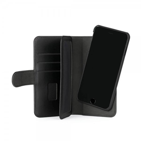 Gear iPhone 6/6S/7/8/SE-kotelo, 7 korttipaikkaa, irrotettava kuori, musta