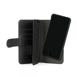 Gear iPhone 6/6S/7/8/SE-kotelo, 7 korttipaikkaa, irrotettava kuori, musta